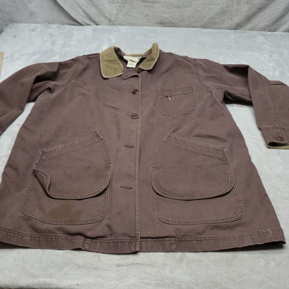 LL Bean Jacket Womens 2X Brown Adirondack Barn Canvas Corduroy Collar Barn Coat